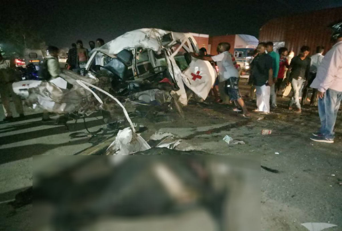 horrific accident after ambulance collision cow in agra