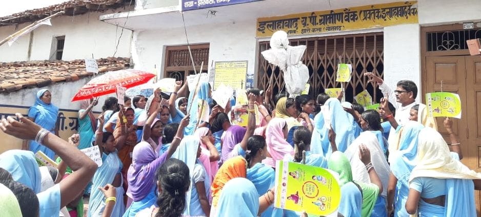 Women locked in bank