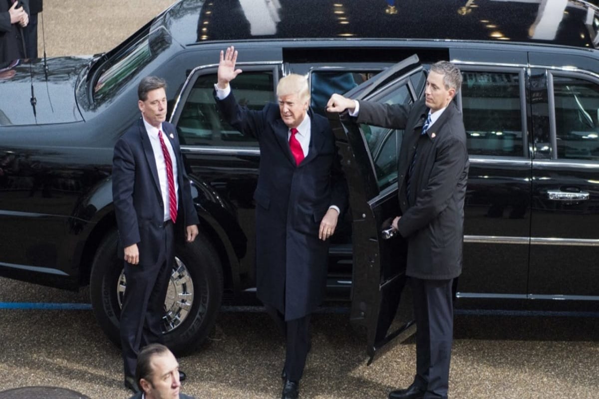 donald trumph's car the beast is taking attention on american roads