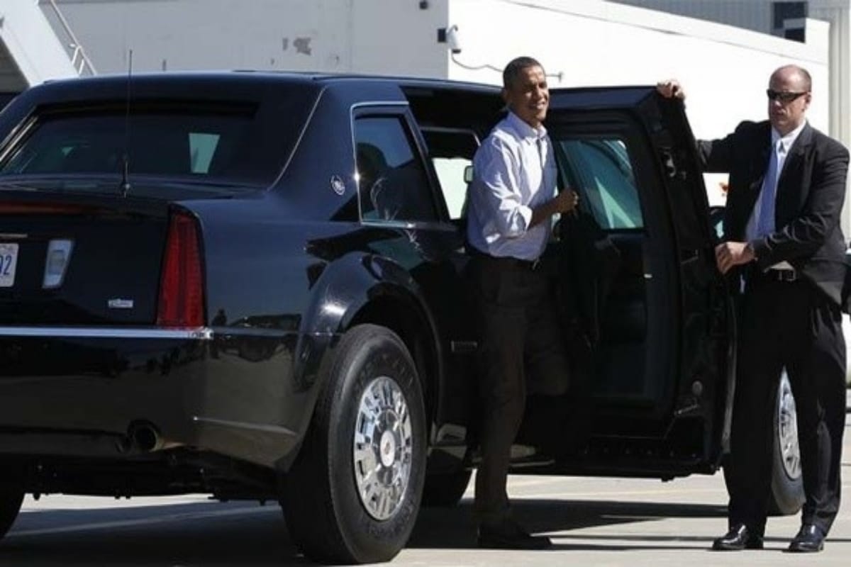 donald trumph's car the beast is taking attention on american roads