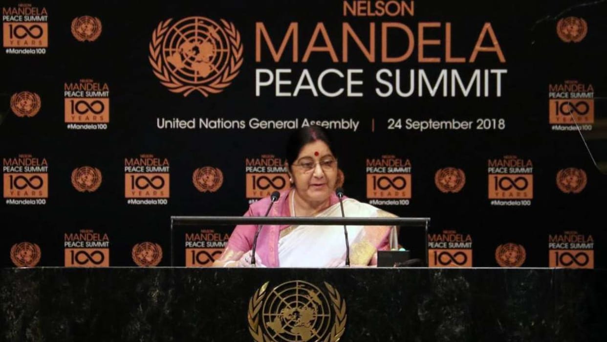 UNGA 2018: Sushma Swaraj says We are feel proud to call Nelson Mandela a Bharat Ratna 