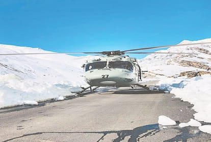 Himachal Pradesh Nine persons airlifted from Sarchu and dropped in Kullu in rescue operation