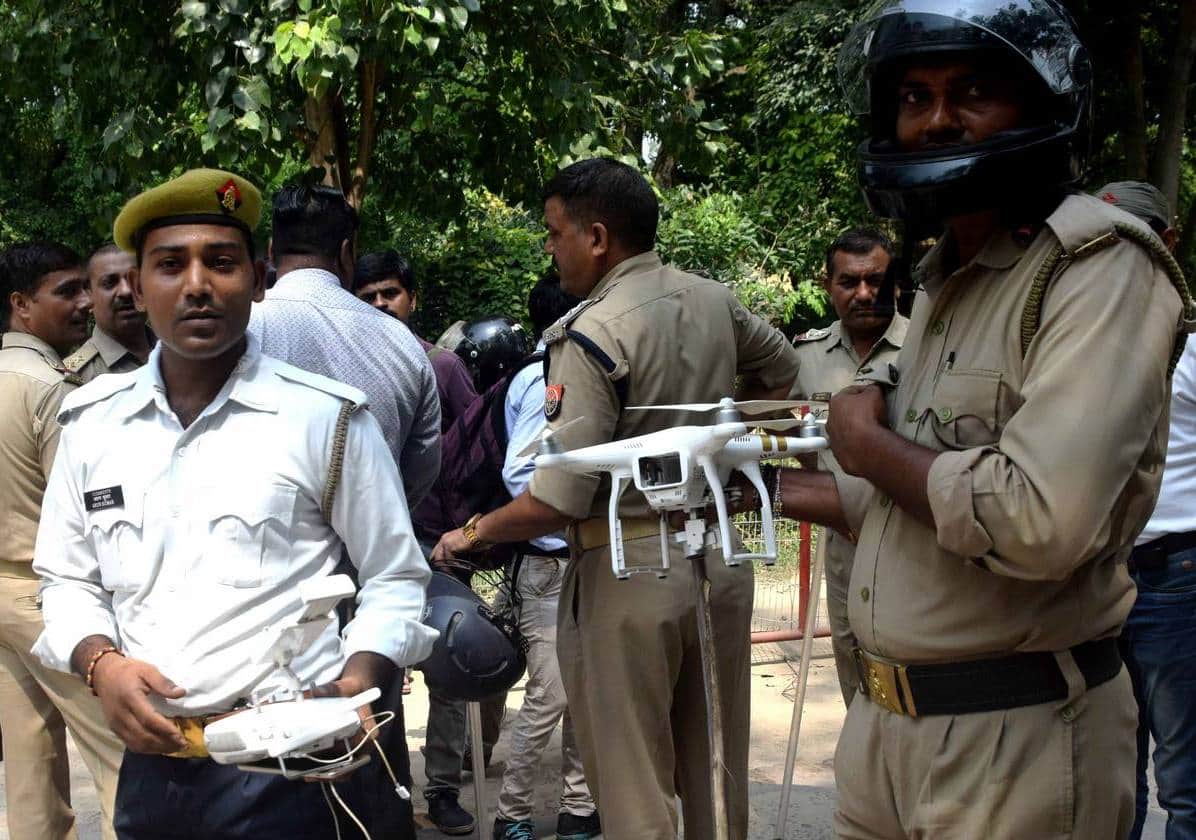 Drone camera monitoring of bhu campus after outrage