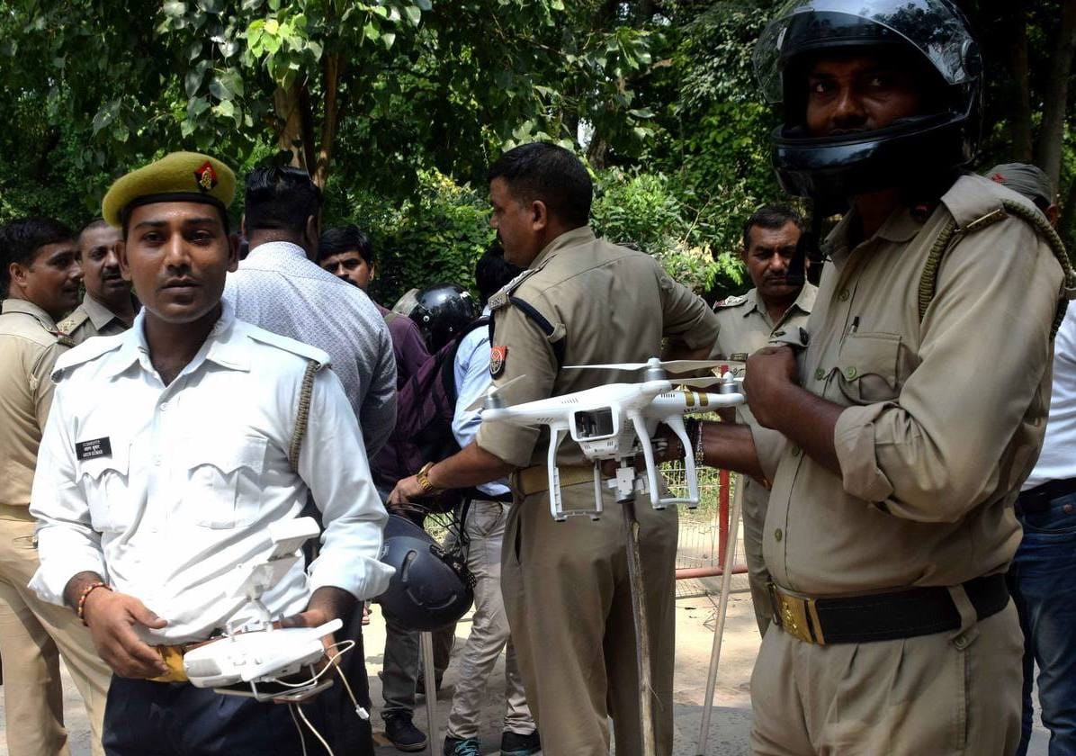 Drone camera monitoring of bhu campus after outrage