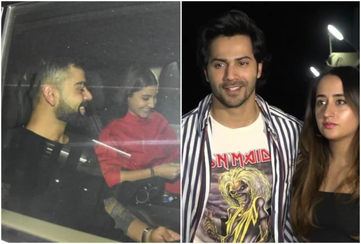 Anushka Sharma spotted withViral Kohli and Varun Dhawan in special screening of Sui Dhaaga film