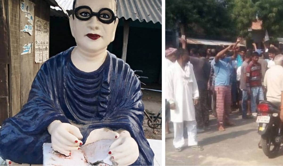 Ambedkar statue broken in azamgarh