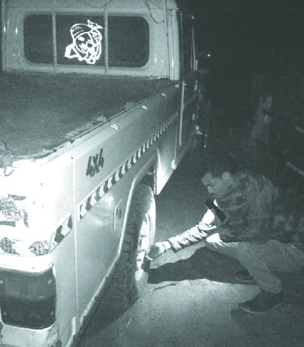 Vehicle left by illegal mining driver