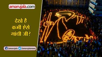 School students makes Gandhi’s portrait with LED lights ON his 150th birth anniversary in chennai