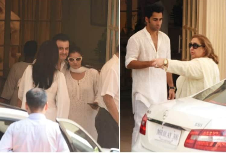 Krishna Raj Kapoor funeral rima jain kajol karishma kapoor and other celebrities reach chembur