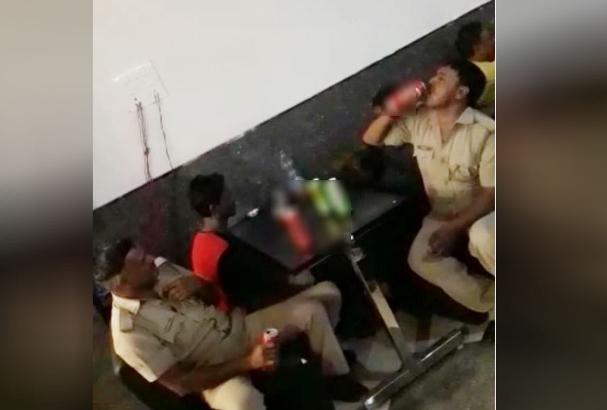 up police constables drinking beer in bar video goes viral