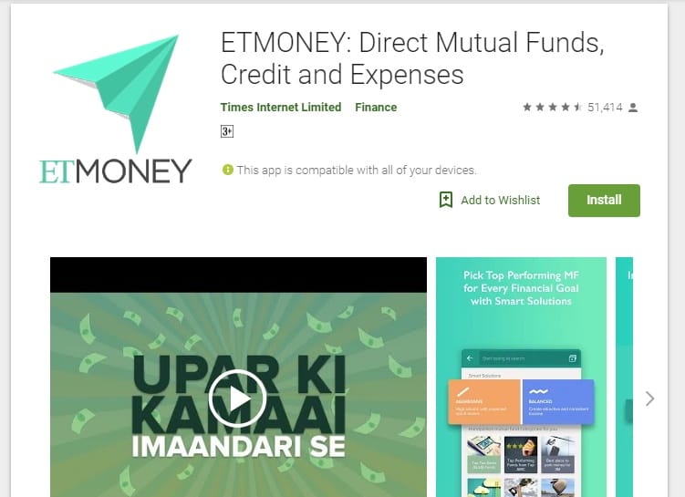 ETMONEY: Direct Mutual Funds, Credit and Expenses