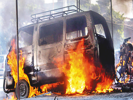 Fire balloon made of Maruti and Bike