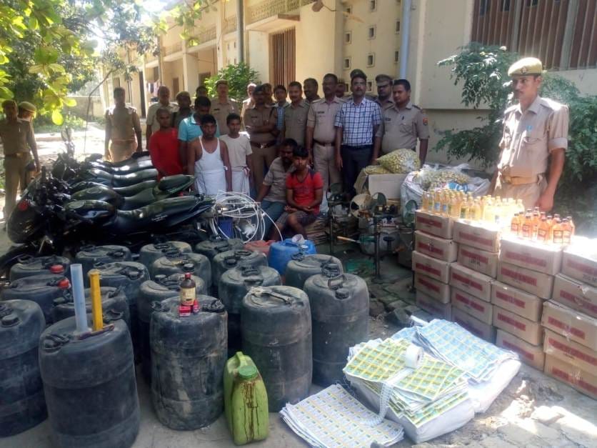 illegally running liquor factory has been busted varanasi