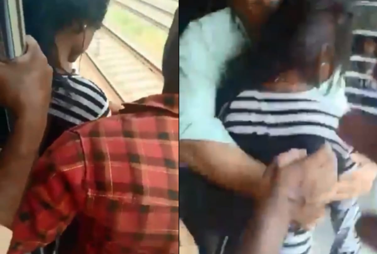 Video being viral of a girl who fall off from running train in mumbai