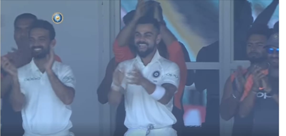 prithvi shaw century serves amazing reaction to virat kohli and rahane face