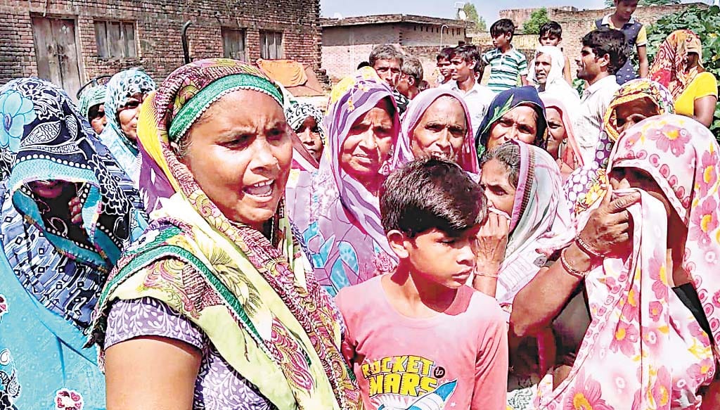 women agitation for toilet.
