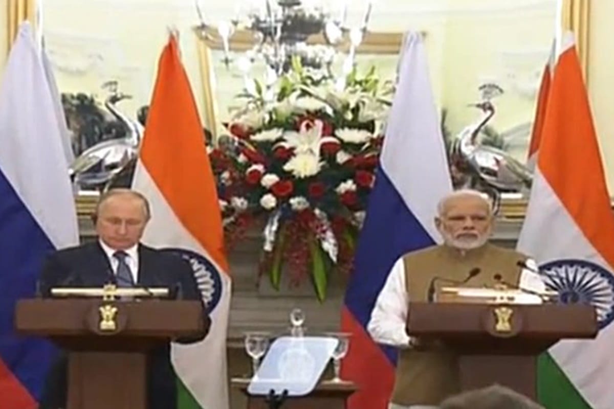 Russian President Vladimir Putin arrives for his two-day visit to India