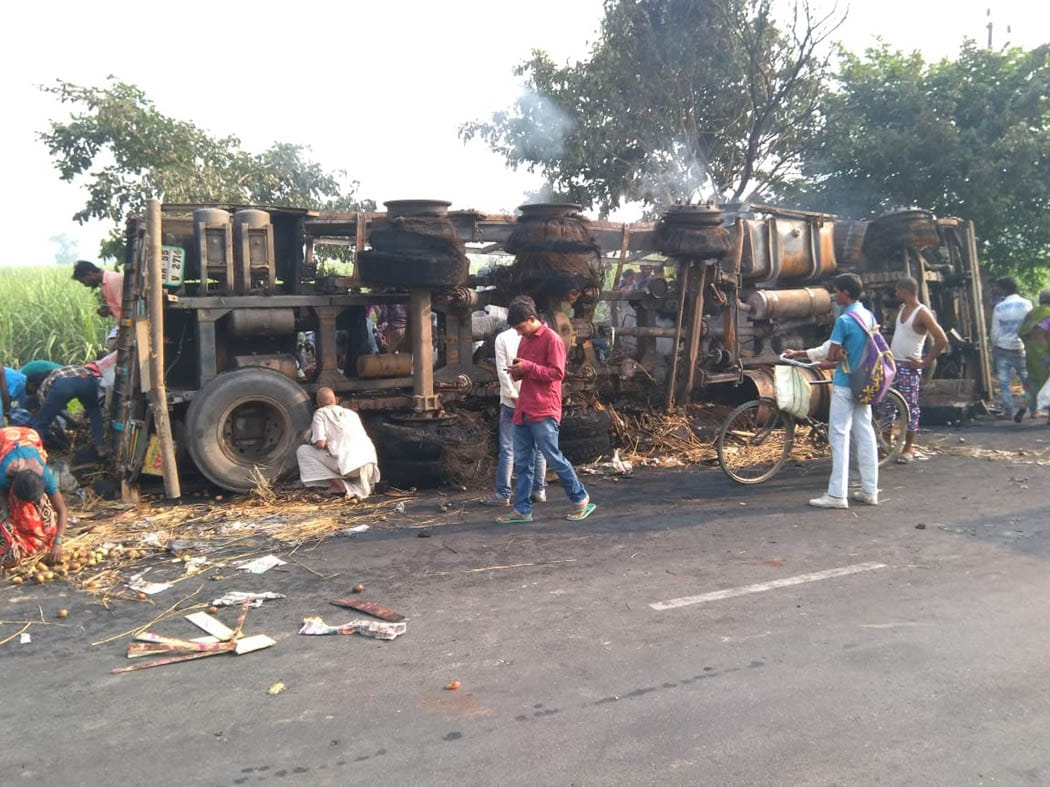 caught fire in truck