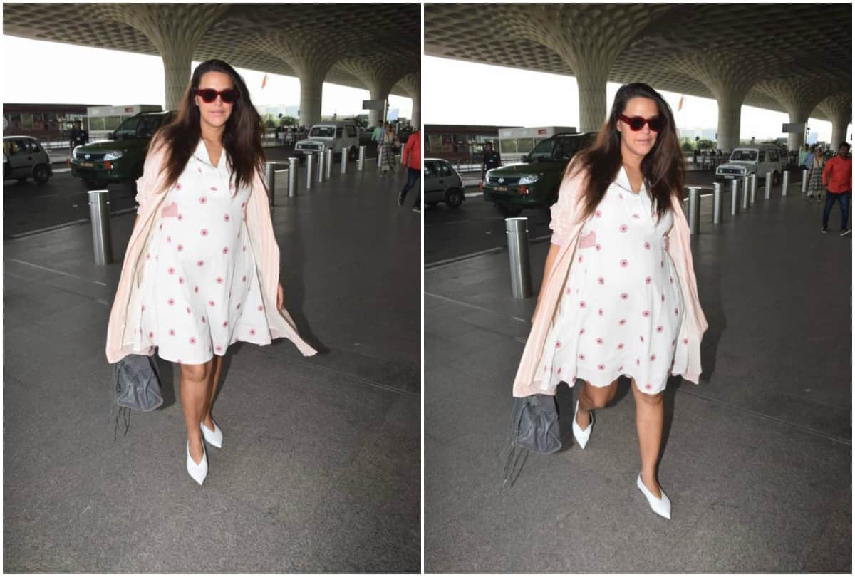 After Baby shower function Neha Dhupia spotted at airport