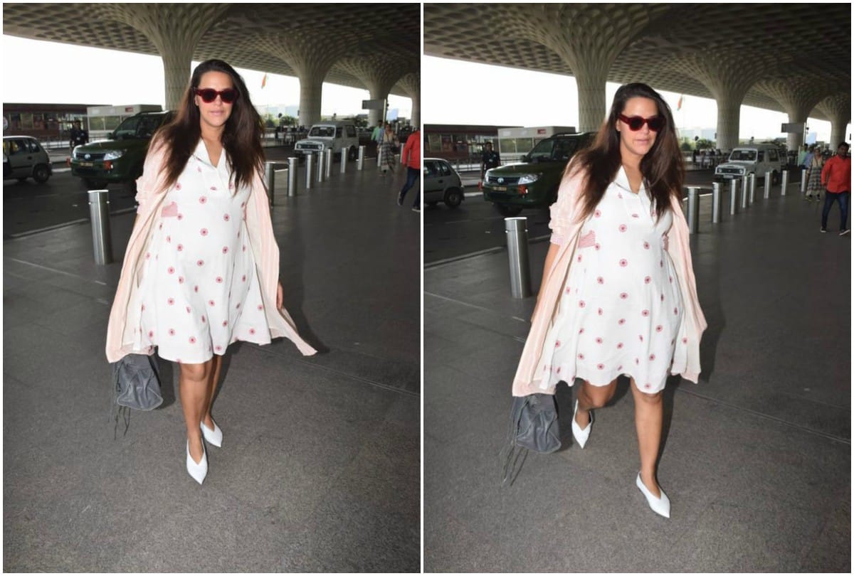 After Baby shower function Neha Dhupia spotted at airport