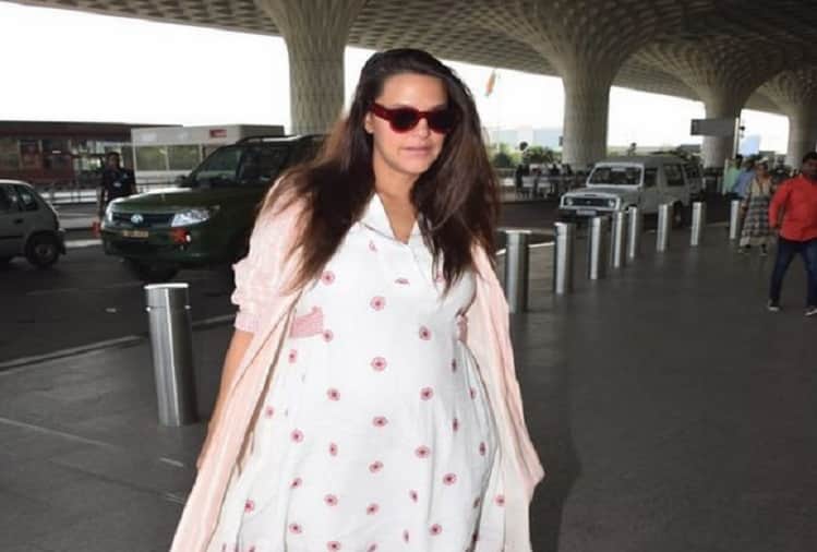 After Baby shower function Neha Dhupia spotted at airport