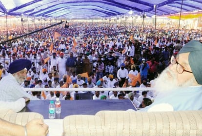 Prakash Singh Badal and Sukhbir Badal targeted on Congress in patiala rally