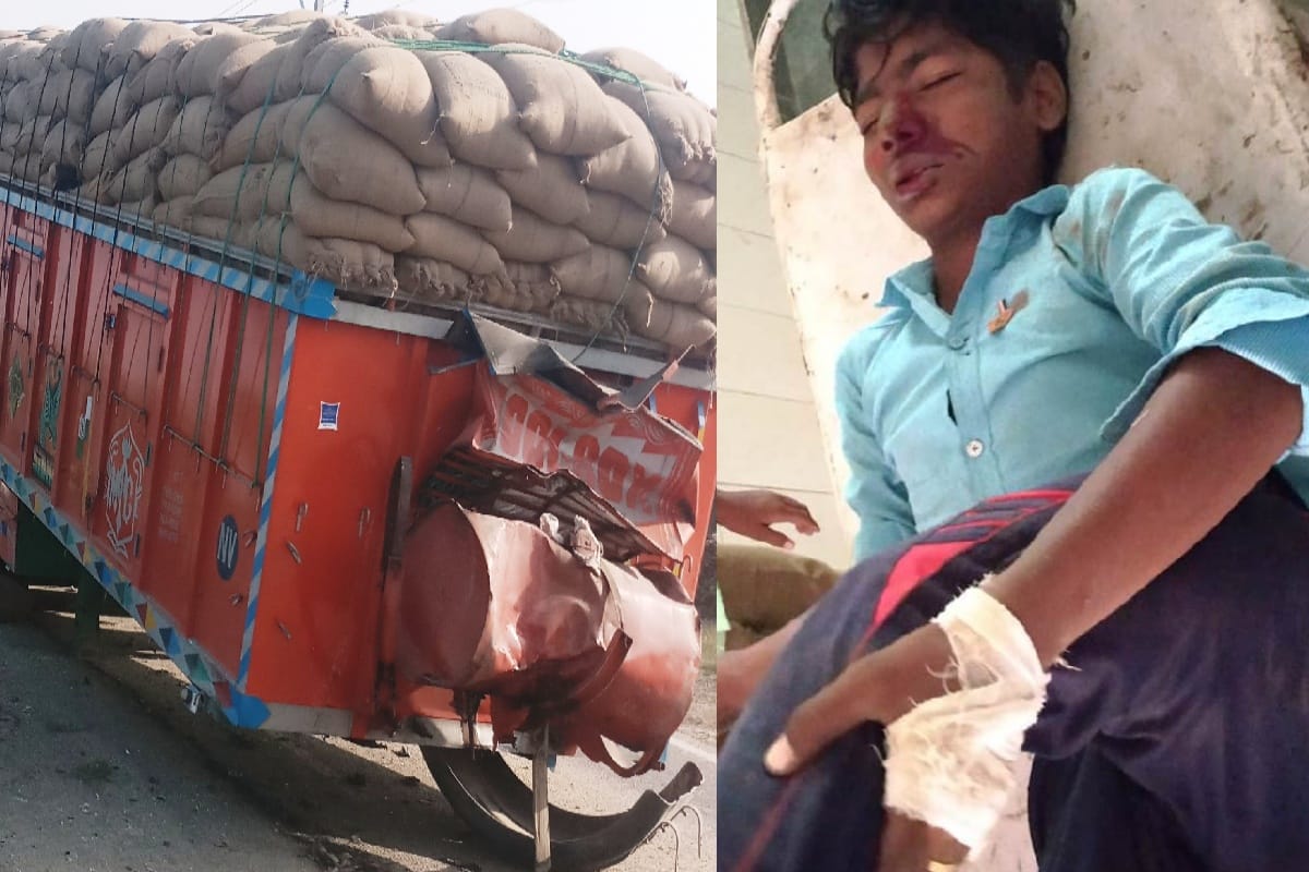 Muzaffarnagar: Truck filled with paddy roll over on the highway, driver nerrow ascaed 4 injured