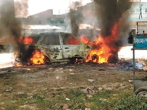 Death of child in road accident, villagers blew the car