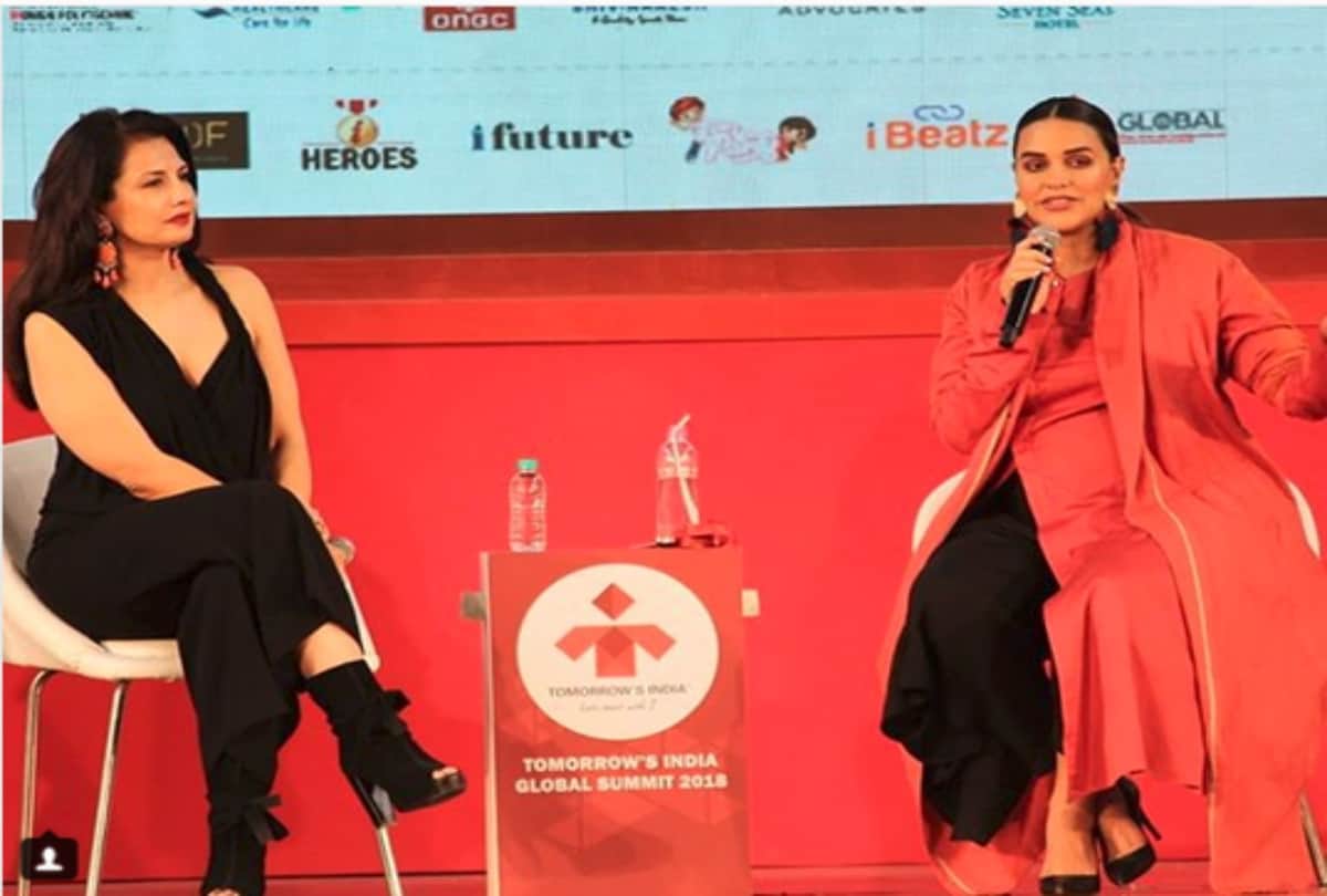 Neha Dhupia flaunts her baby bump in ethnic traditional attire