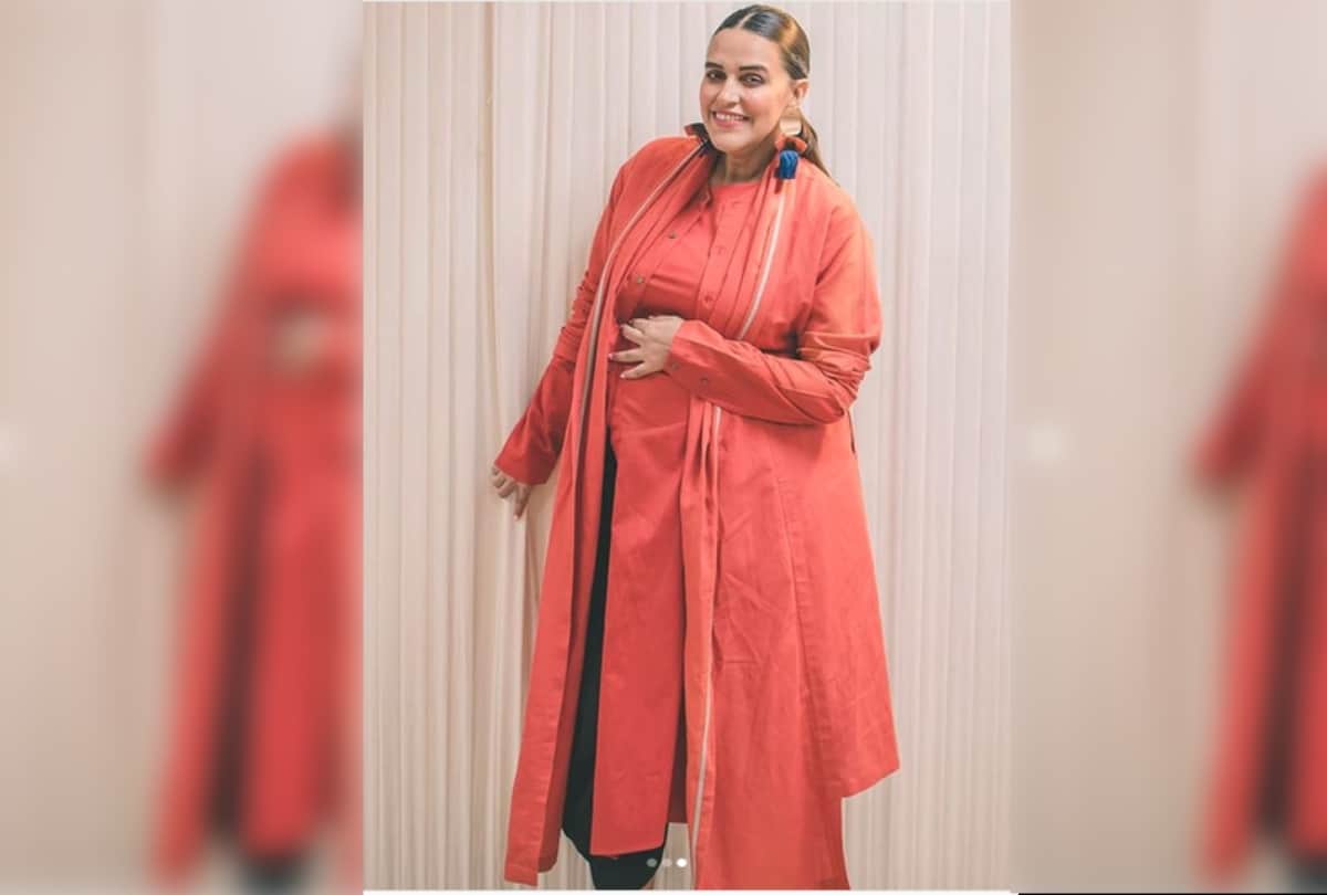 Neha Dhupia flaunts her baby bump in ethnic traditional attire