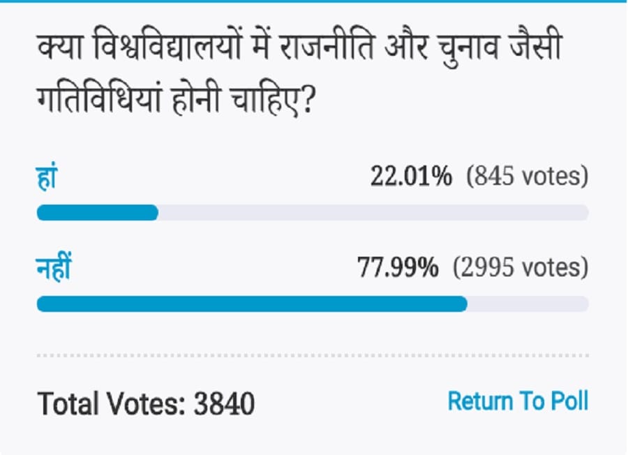 Amar ujala Poll: politics and election activities should not Accepted in Universities