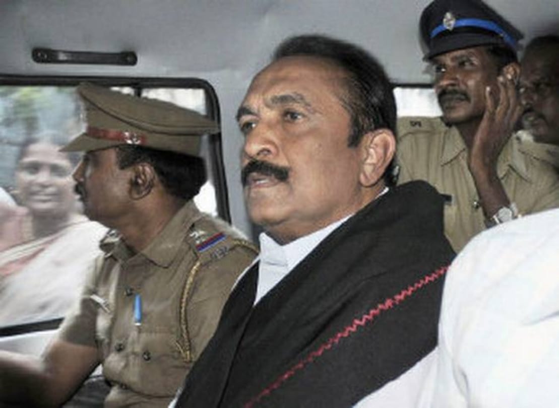 MDMK chief Vaiko guilty in 'treason', sentenced to one year jail