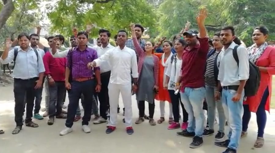 BTC paper leak case Students protest on the Meerut commission and warned