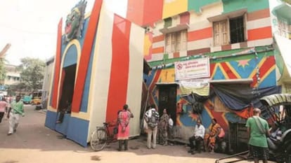 Sex workers of Sonagachi pitched set up a small pandal for durga puja