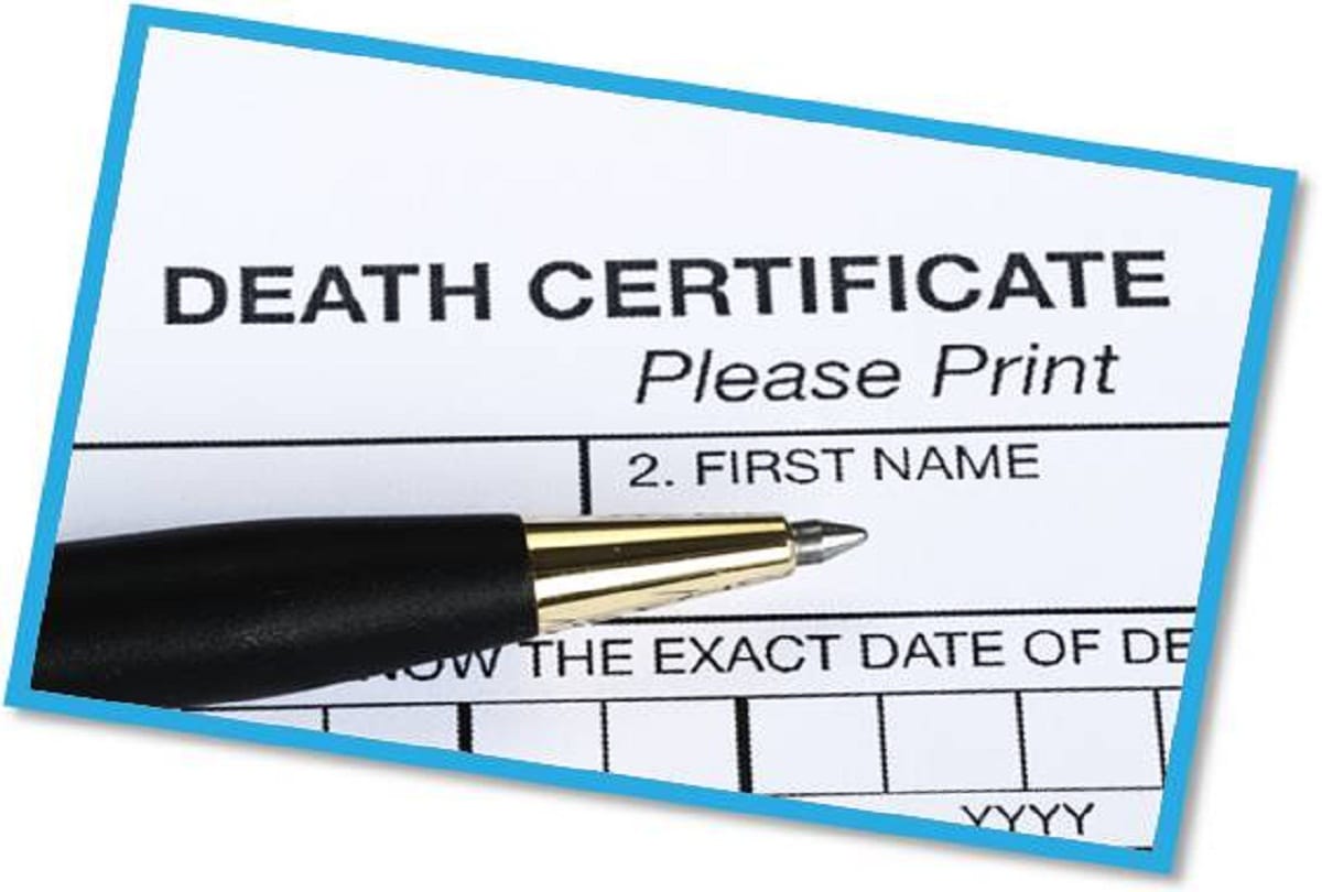 death certificate again made, record online