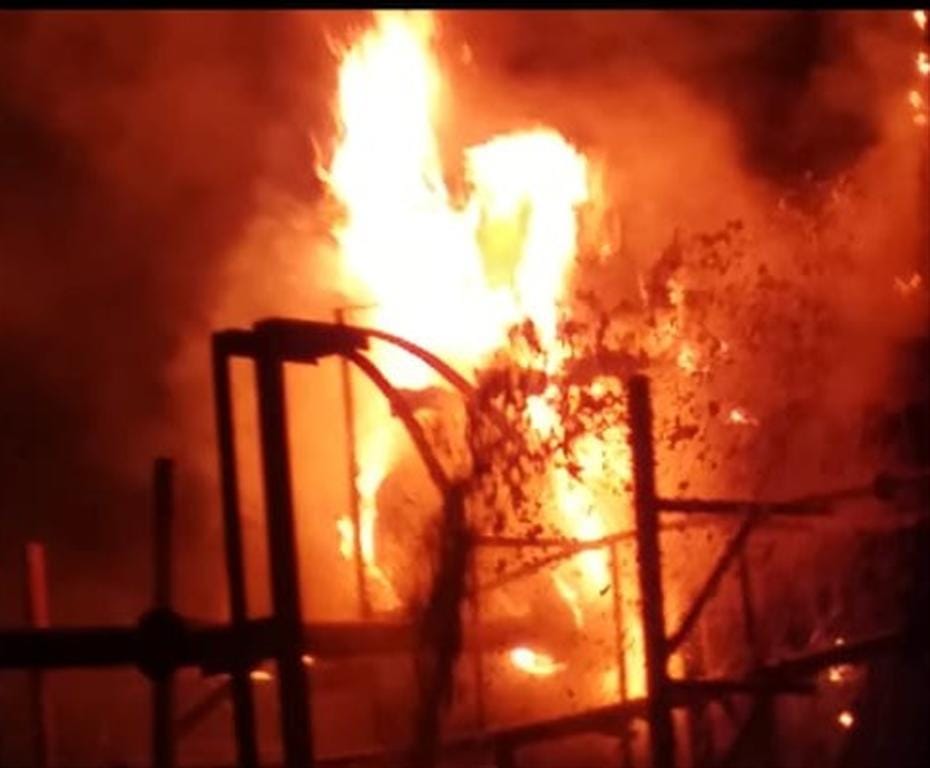 The fierce fire started in the electricity station