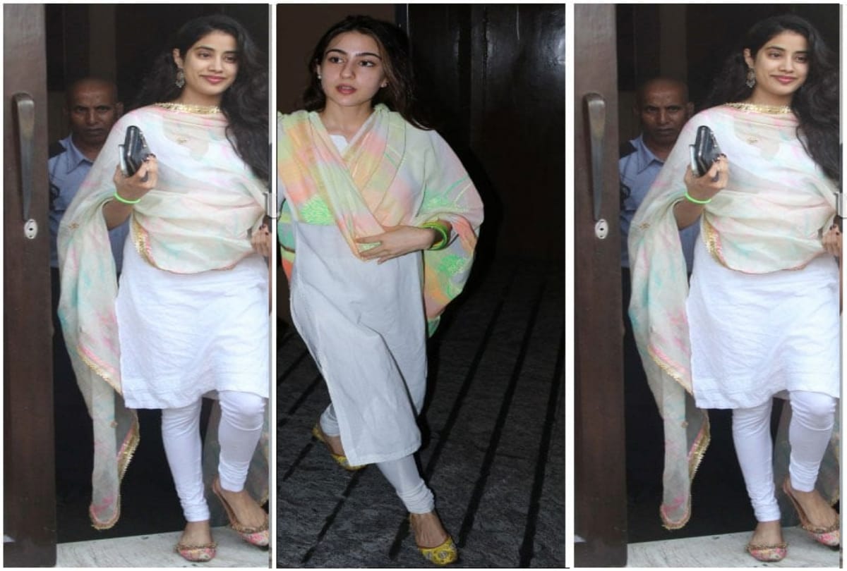 Janhvi Kapoor and Sara Ali Khan wore same white suit