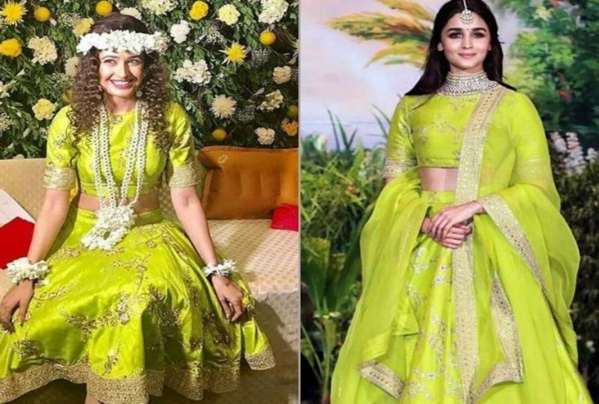 Alia Bhatt green lehenga make Yuvika Chaudhary inspired for her mehendi attire