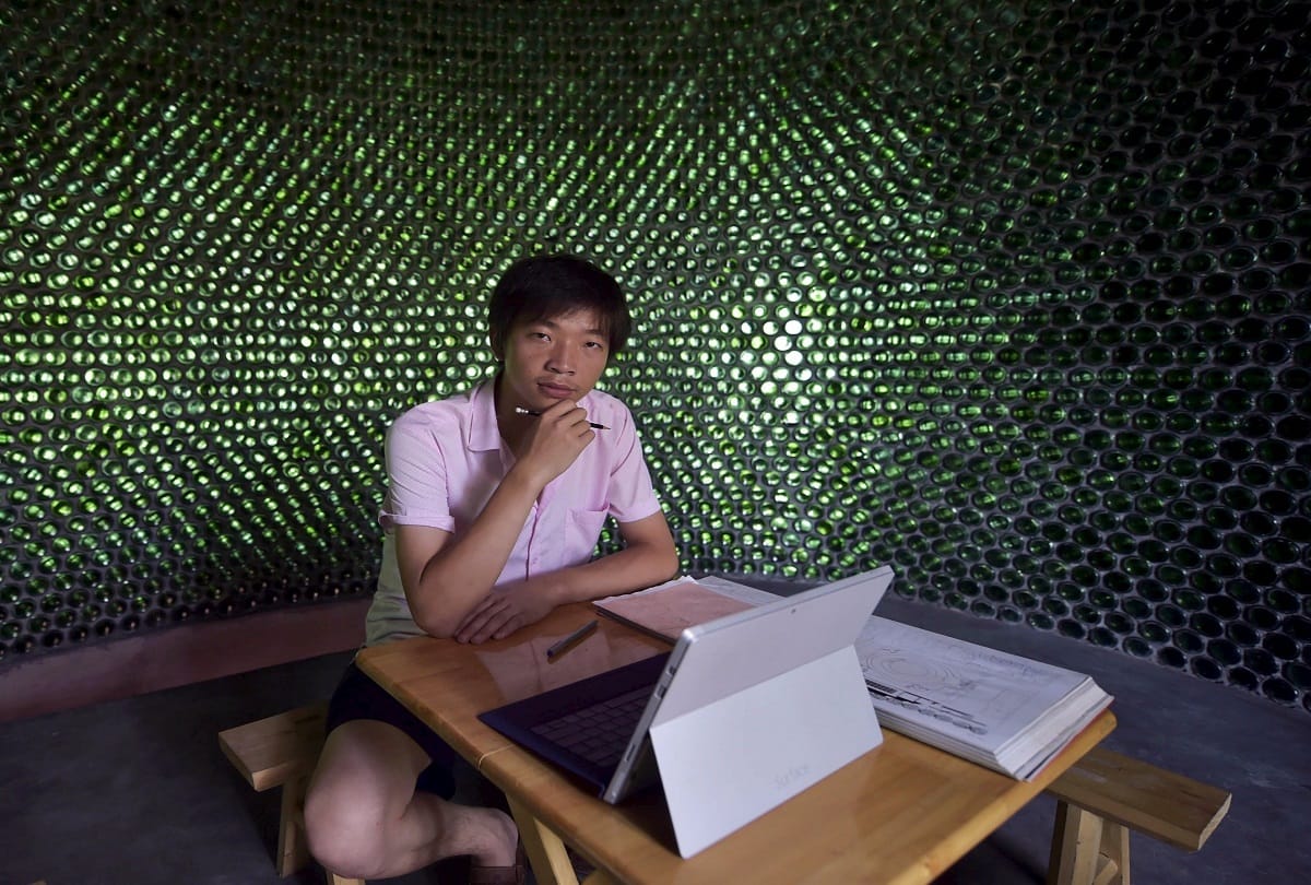 House made of empty beer bottles in china