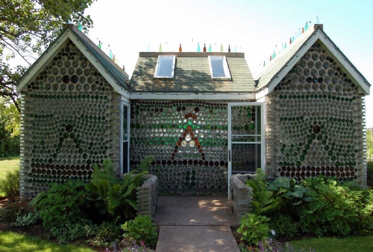 House made of empty beer bottles in china