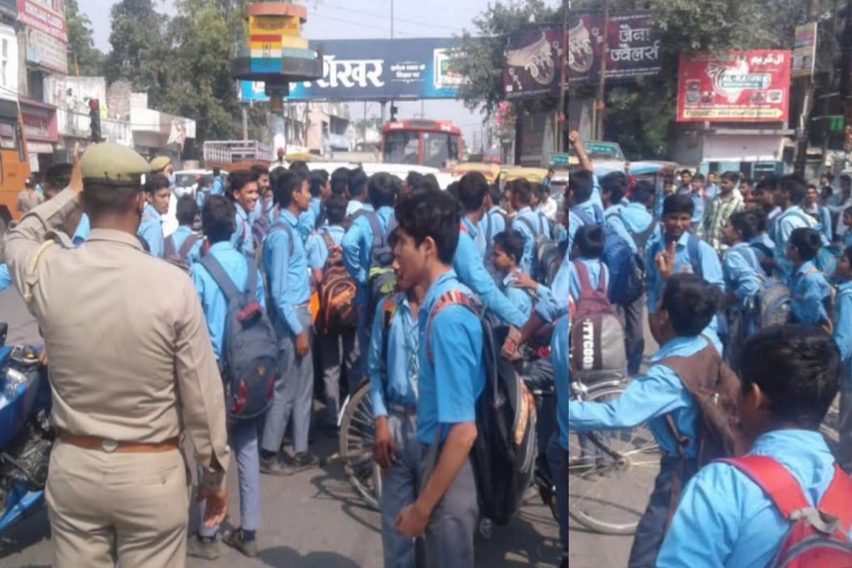 student died in an road accident in meerut after a High speed bus hit his bicycle