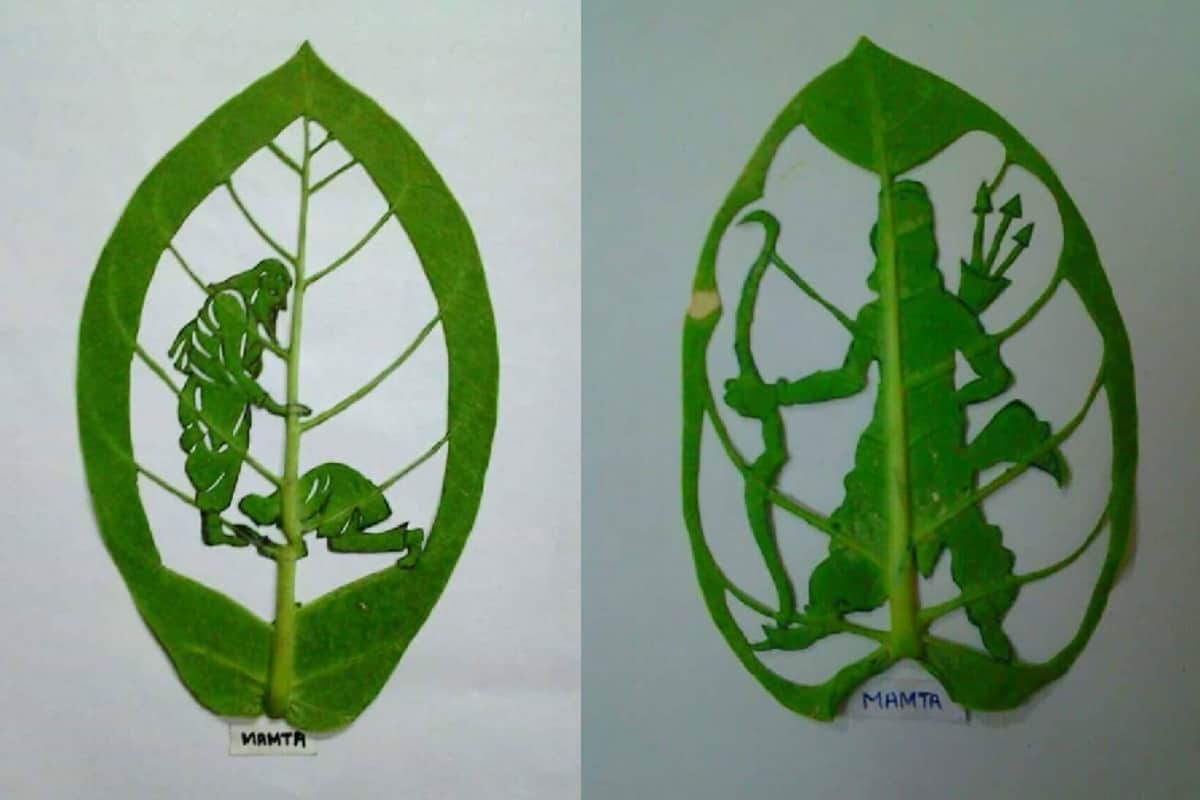 This woman of meerut is making amazing art b leaf carving