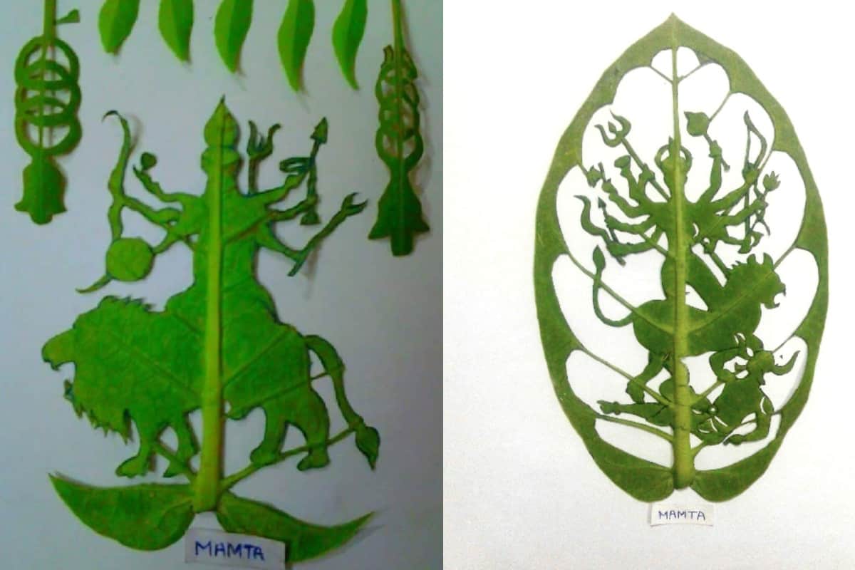 This woman of meerut is making amazing art b leaf carving