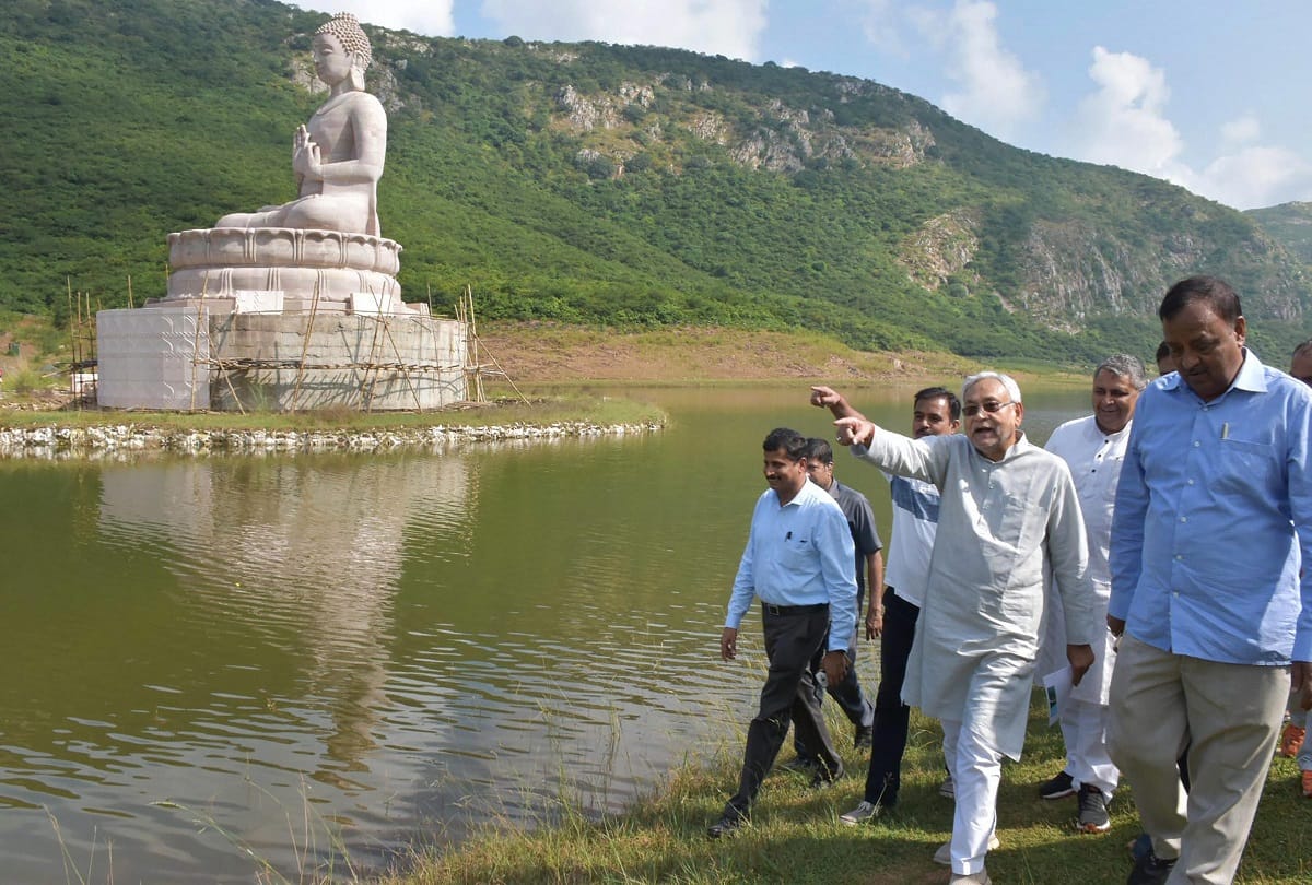 CM Nitish visit to 70 feet high statue of Mahatma Buddha in bihar