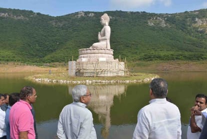 CM Nitish visit to 70 feet high statue of Mahatma Buddha in bihar