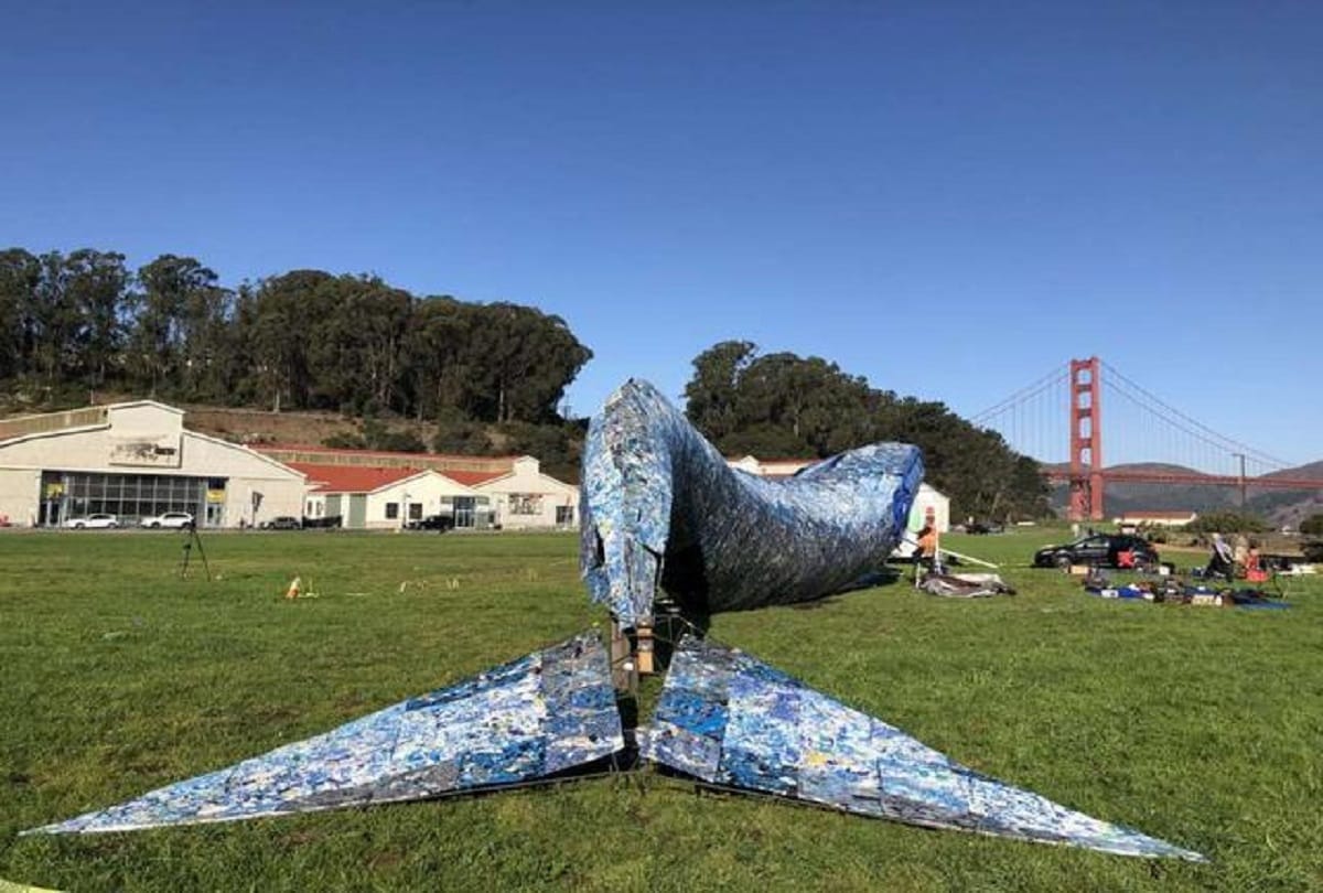 What kind of blue whale made this, Best out of junk of awareness