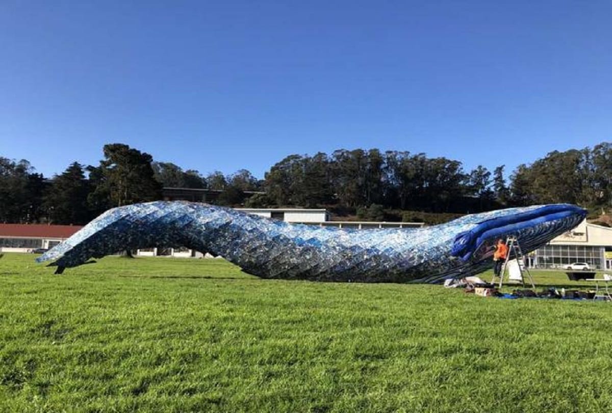 What kind of blue whale made this, Best out of junk of awareness