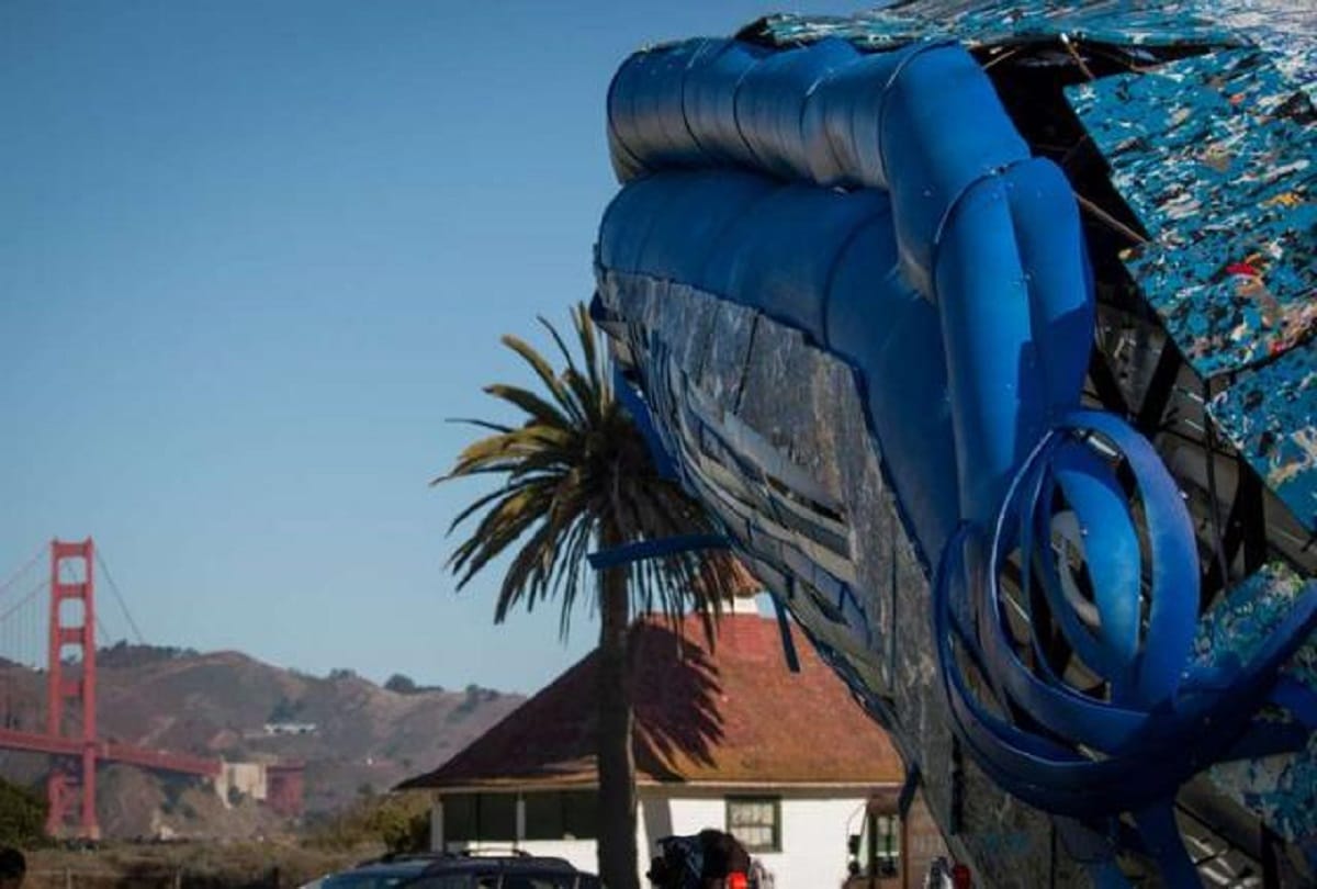 What kind of blue whale made this, Best out of junk of awareness
