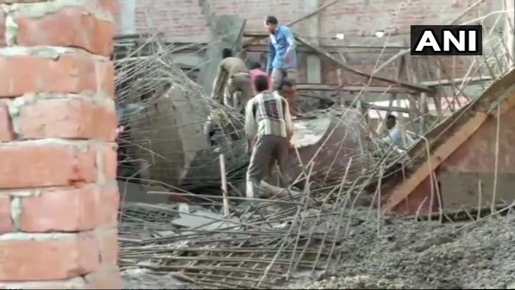 An under construction building has collapsed in Shahjahanpur