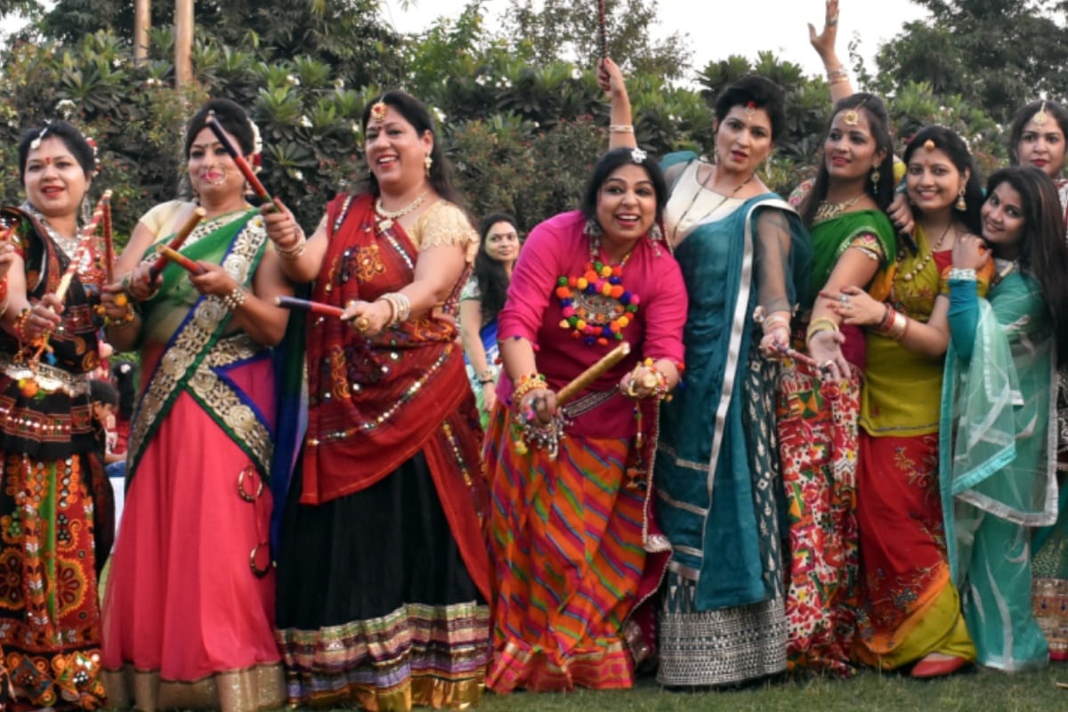 Dandiya festival celebrated with a bright and colorful theme in meerut 